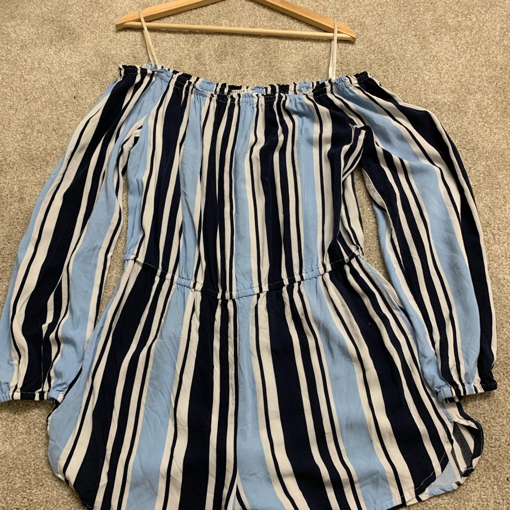 forever 21 blue striped romper